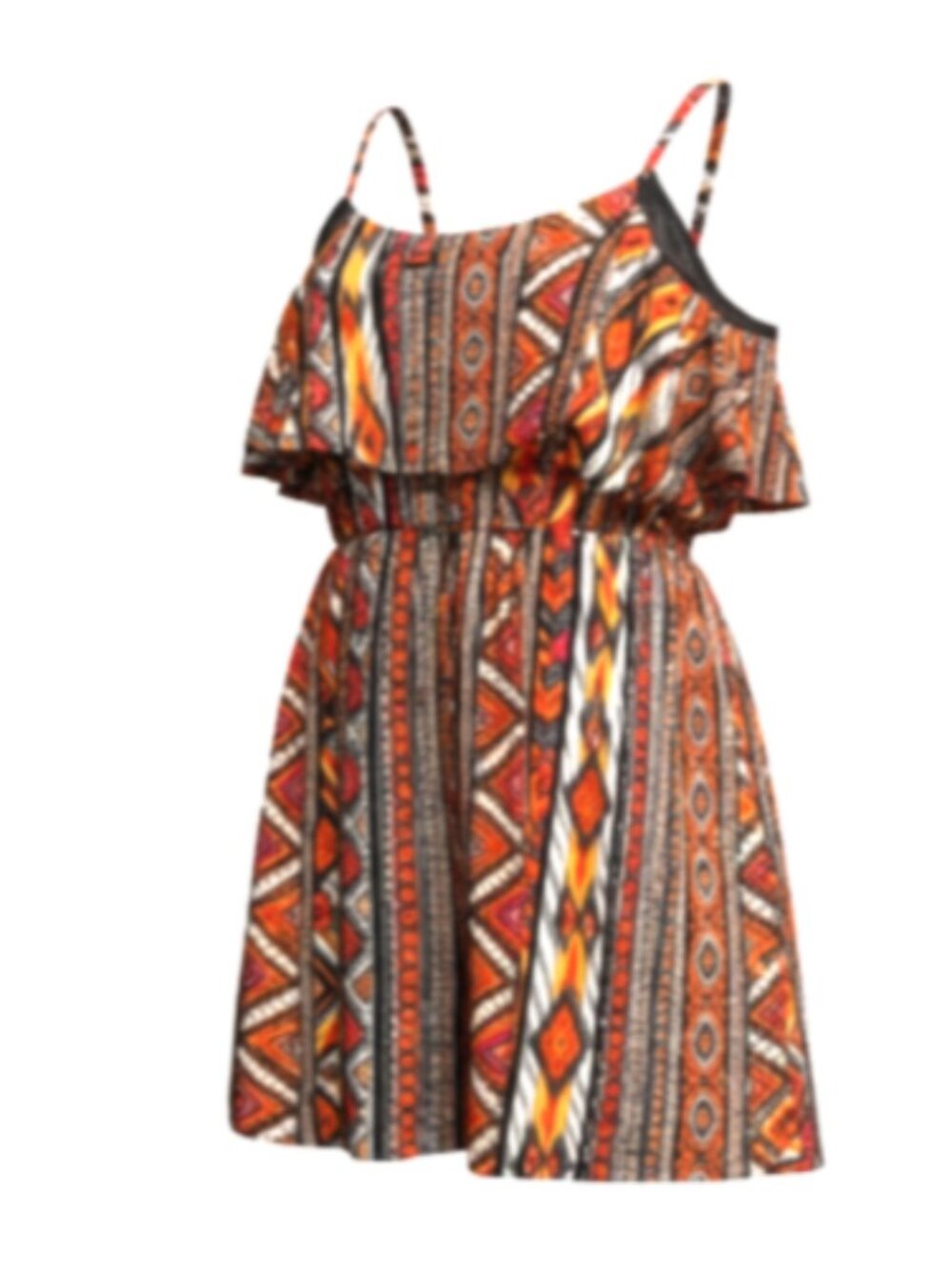 Rue21 Juniors Aztec Tribal Sundress Size L Ruffle Tiered Summer Dress EUC